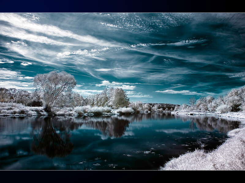 Infrared river landscape