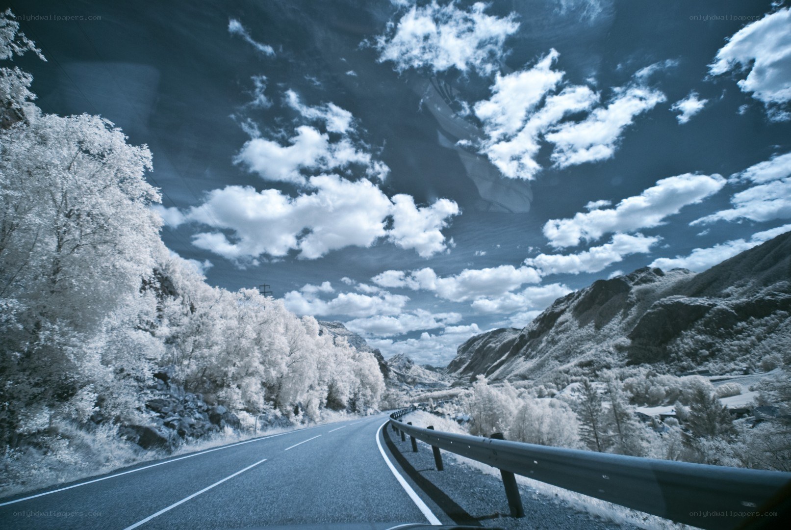 Infrared Road Through Mountain Valley