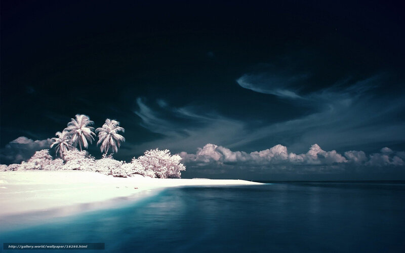 Infrared tropical island at night