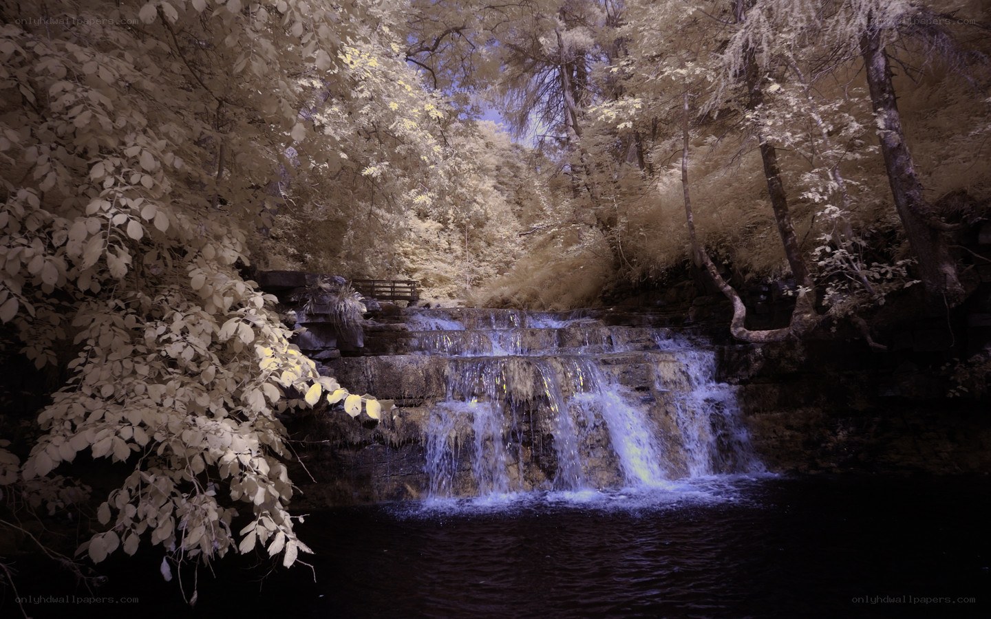 Infrared waterfall in forest