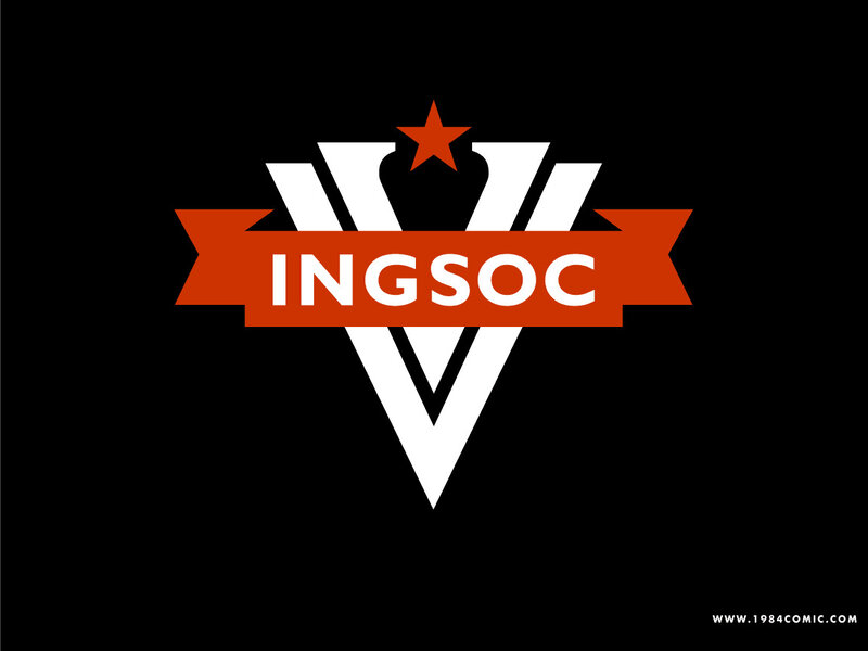 Ingsoc logo on black background
