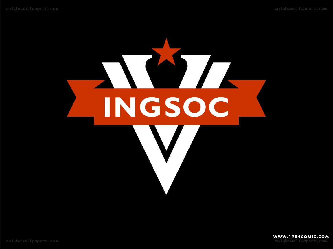 Ingsoc logo on black background