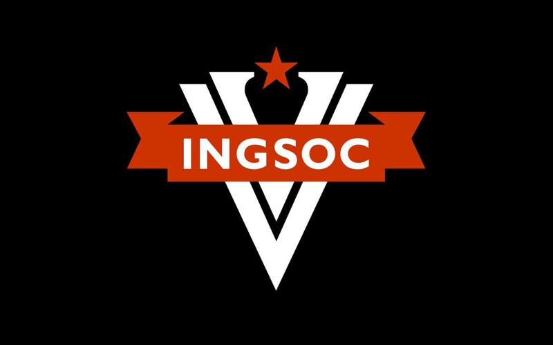 Ingsoc logo on black background