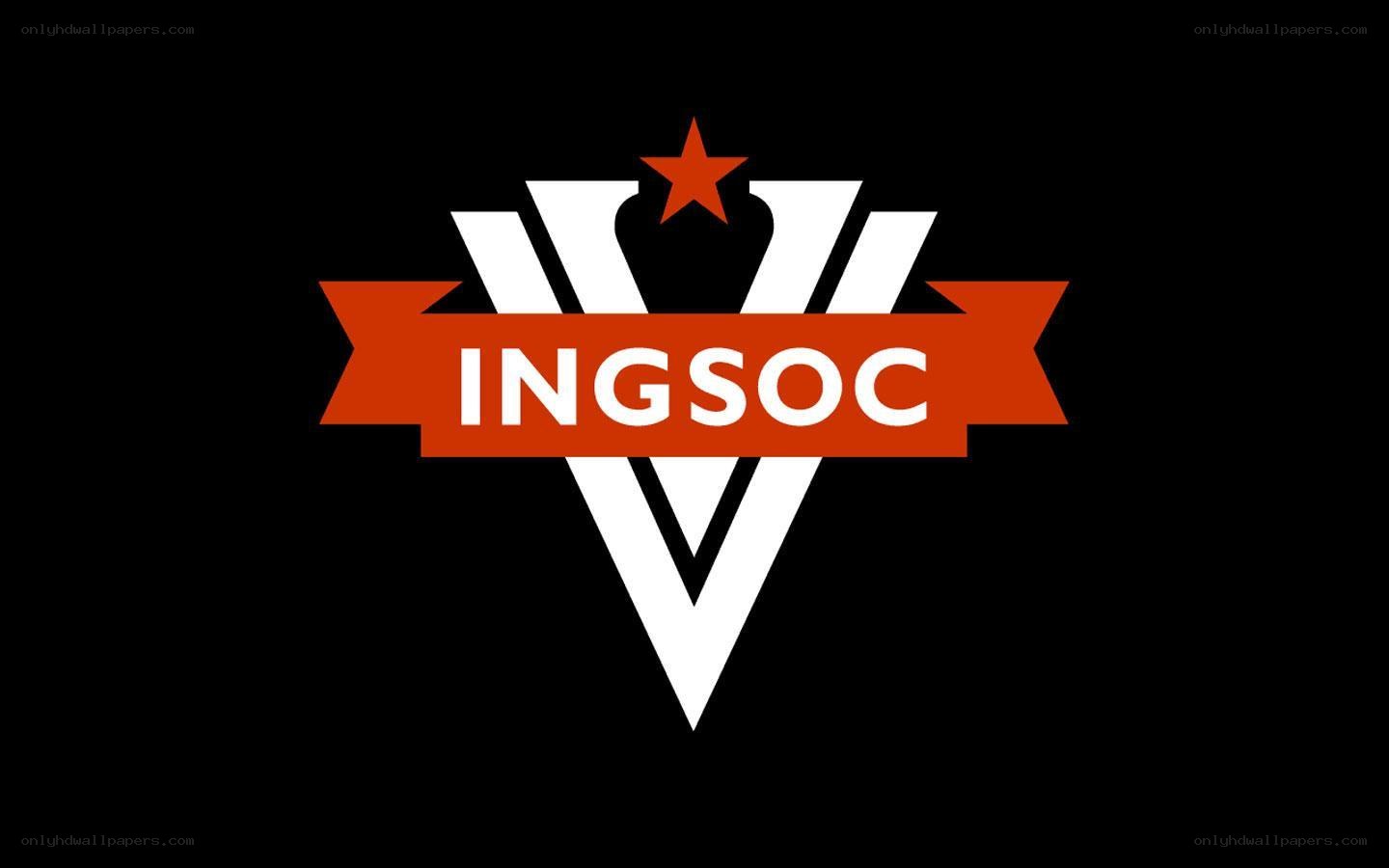 Ingsoc logo on black background