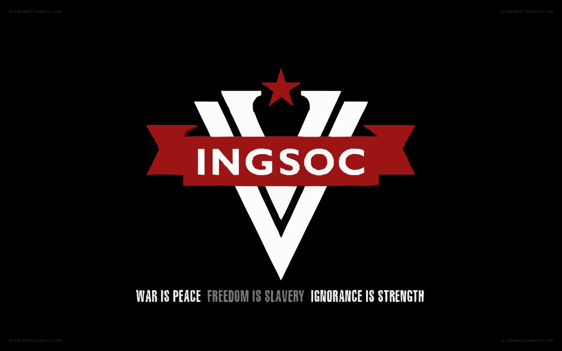 Ingsoc logo with slogan