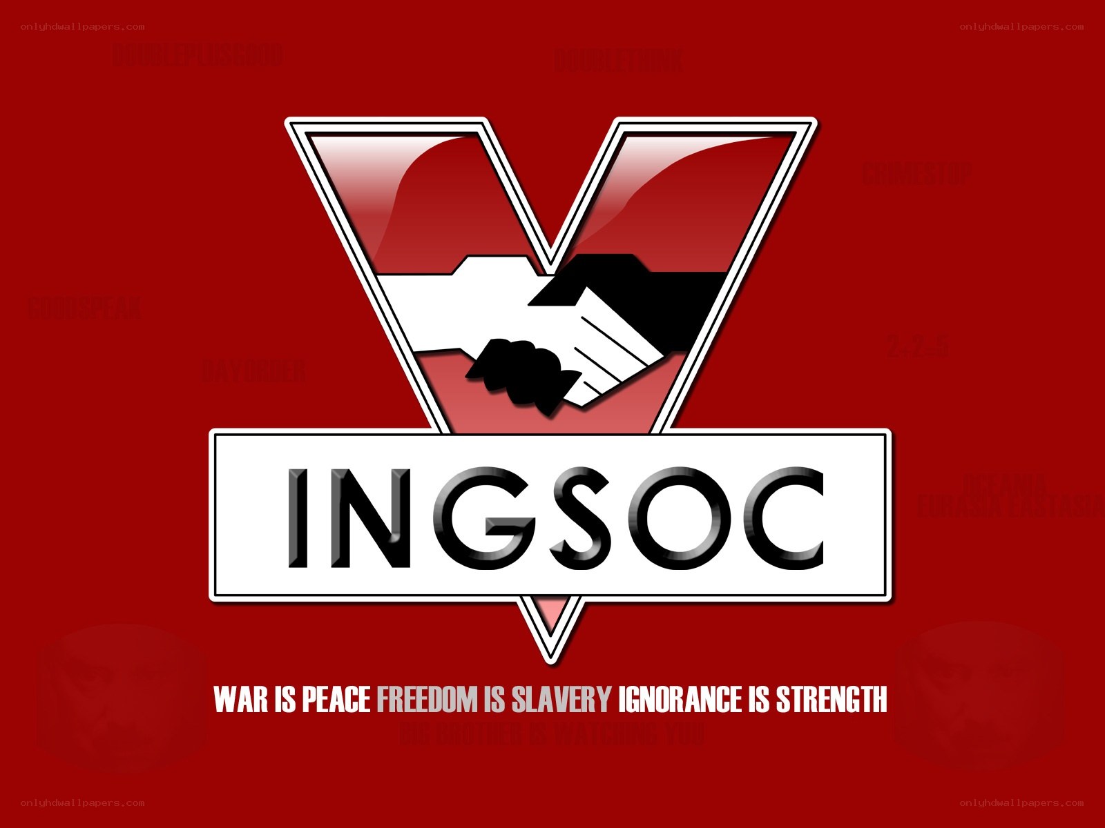 Ingsoc logo with slogan