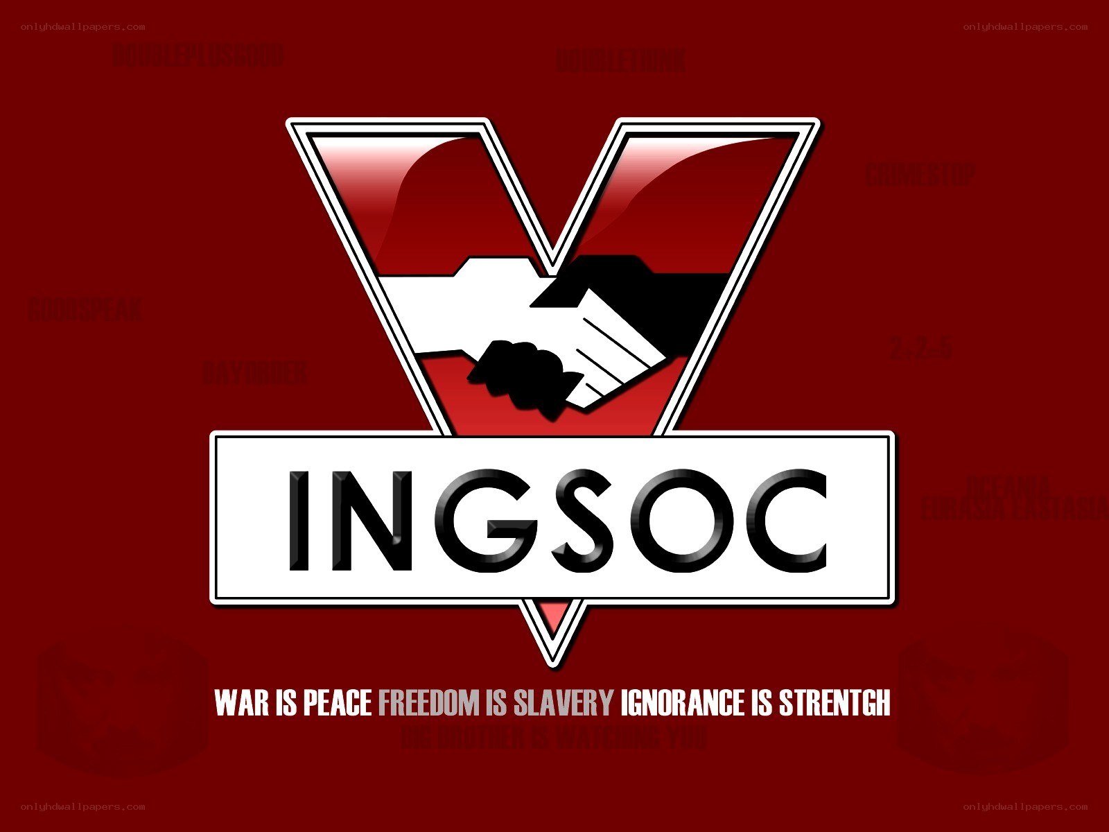 Ingsoc logo with slogan
