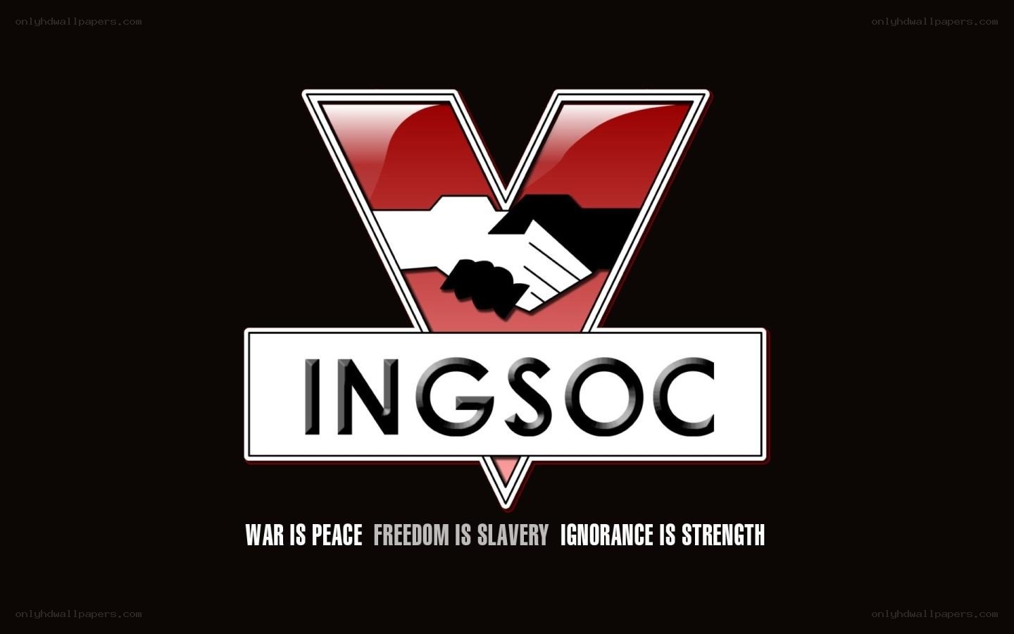 Ingsoc logo with slogan