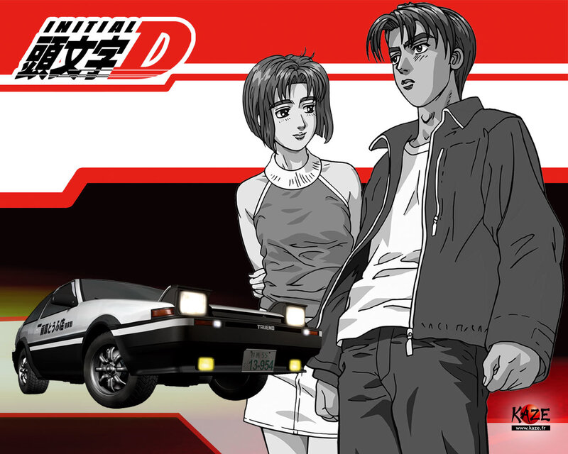 Initial D anime characters and car