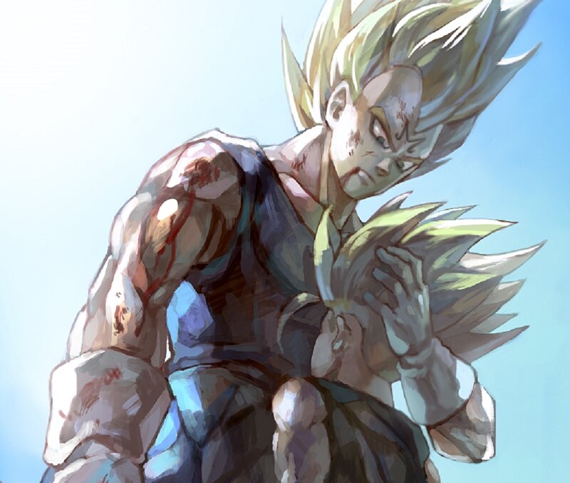 Injured Anime Character — Blue, Dramatic, Afternoon
