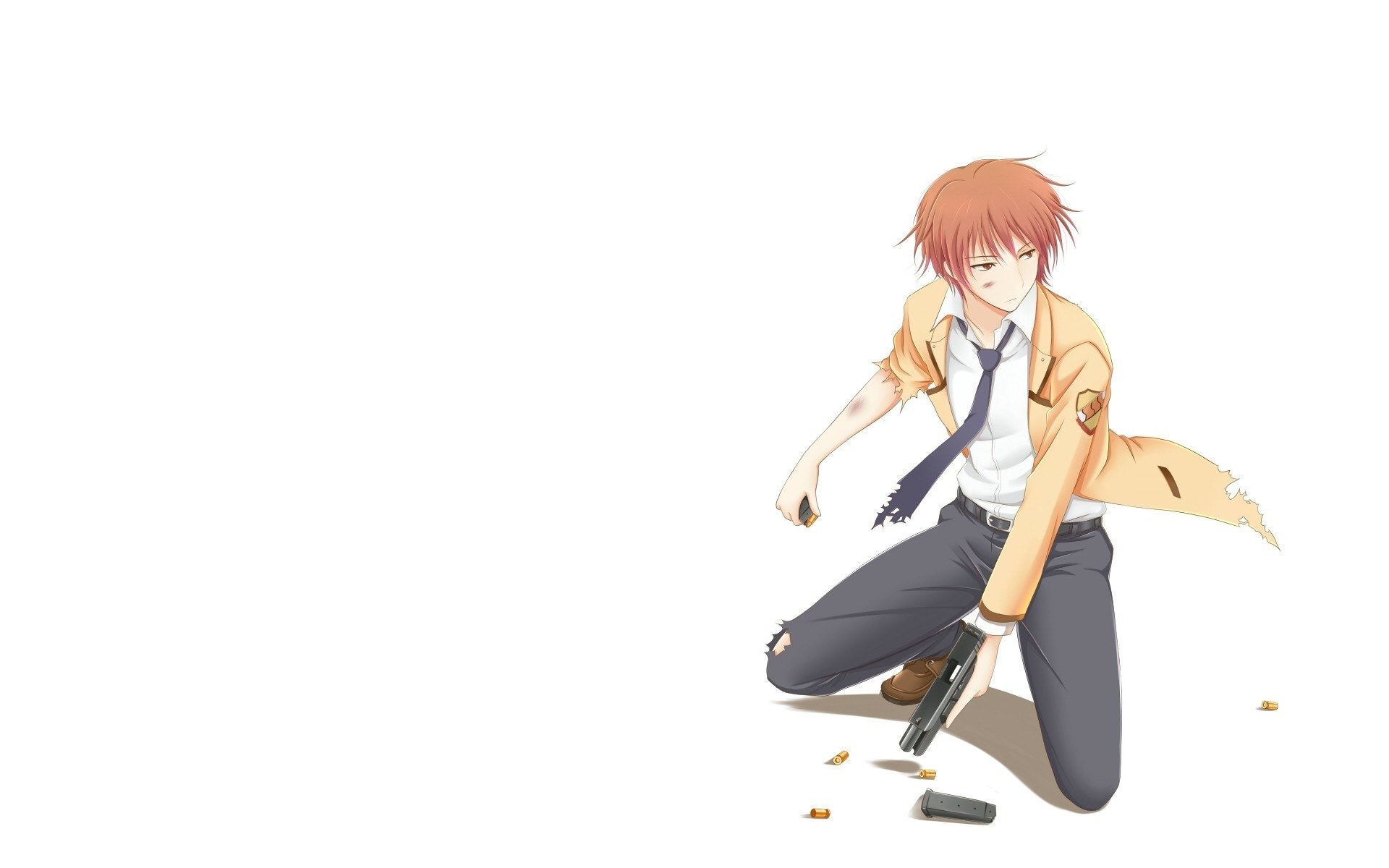 injured anime character with gun