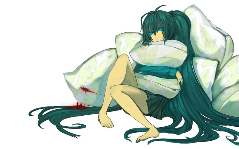 injured anime girl with long hair
