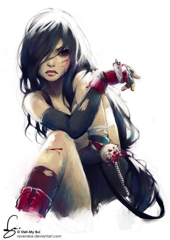 injured anime warrior girl