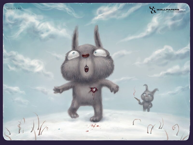 Injured bunny in snowy landscape