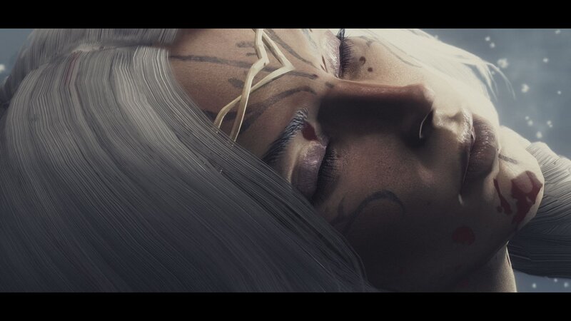 Injured Character with White Hair — Gray