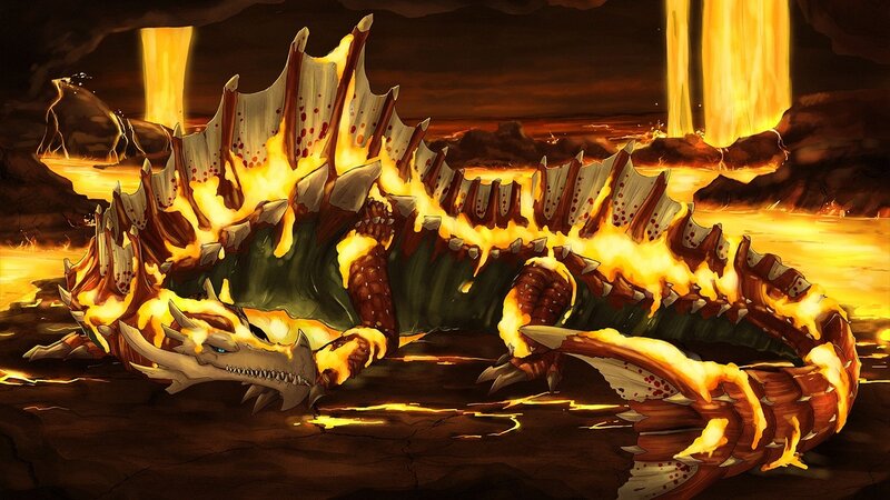 Injured Dragon in Lava