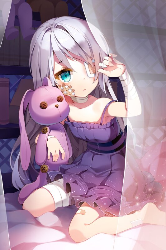 Injured girl with stuffed toy
