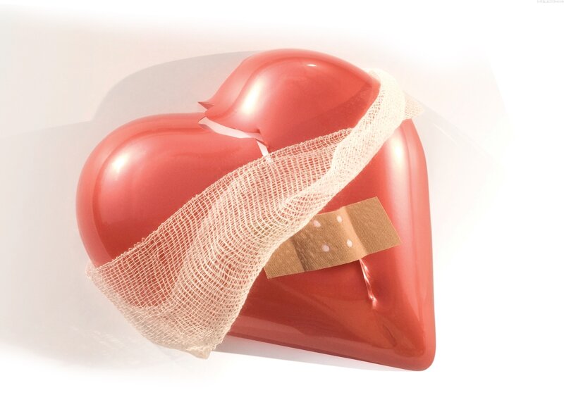 Injured heart with bandage