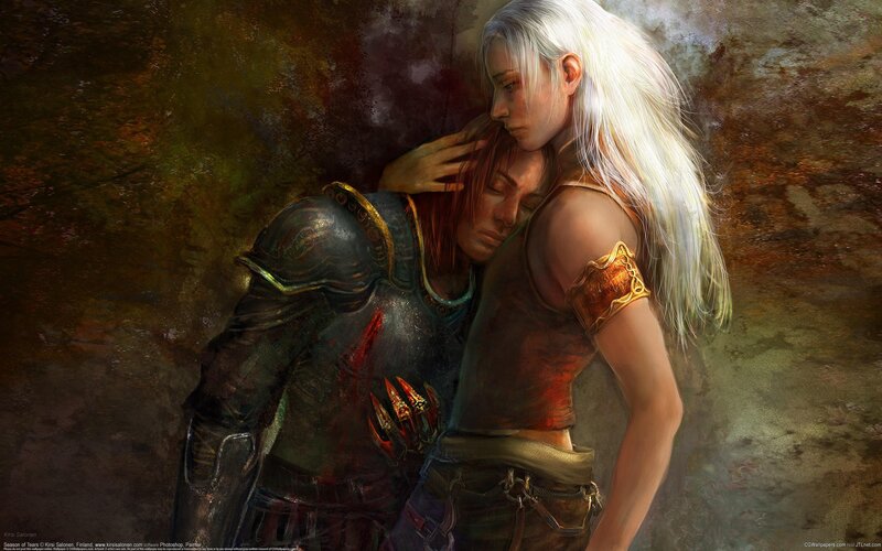 Injured Knight and Woman