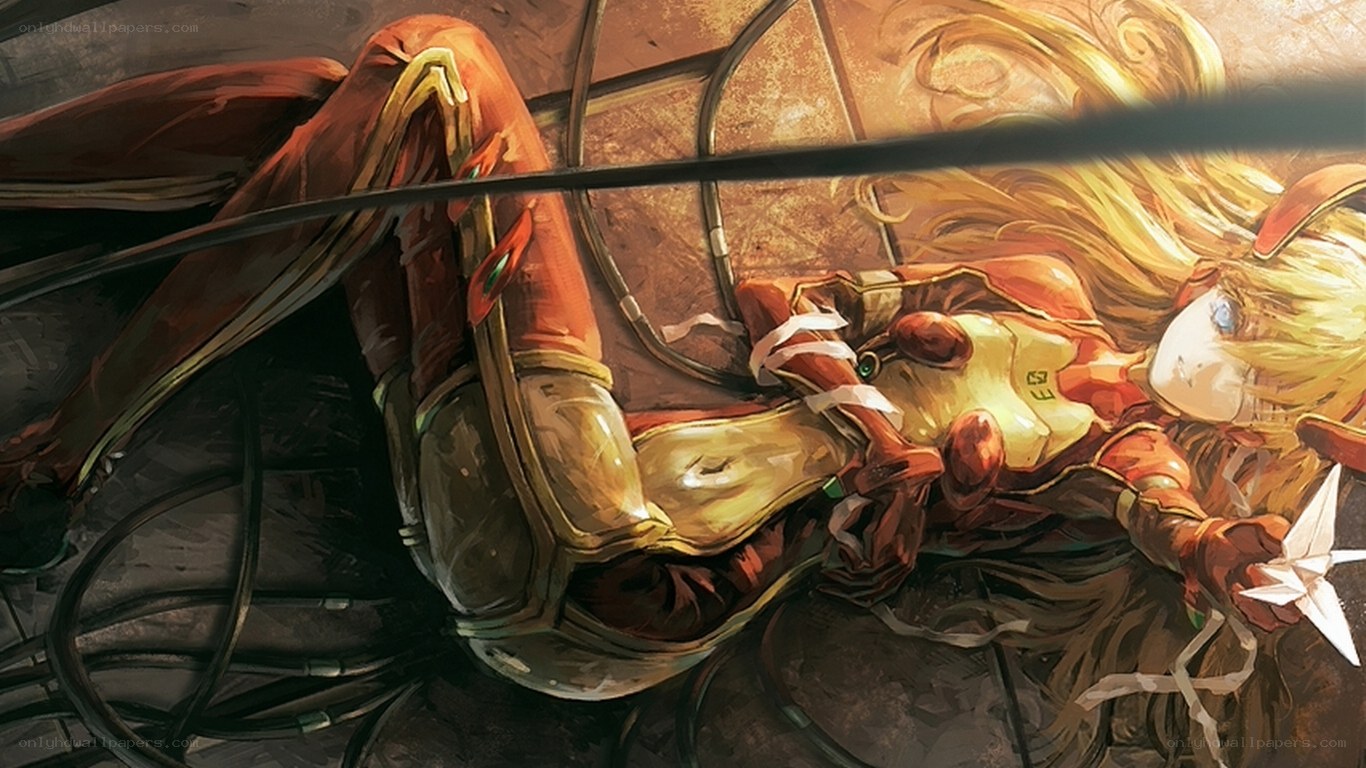 Injured pilot in red armor