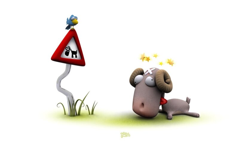 Injured Ram with Bird