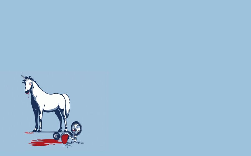 injured unicorn with tricycle