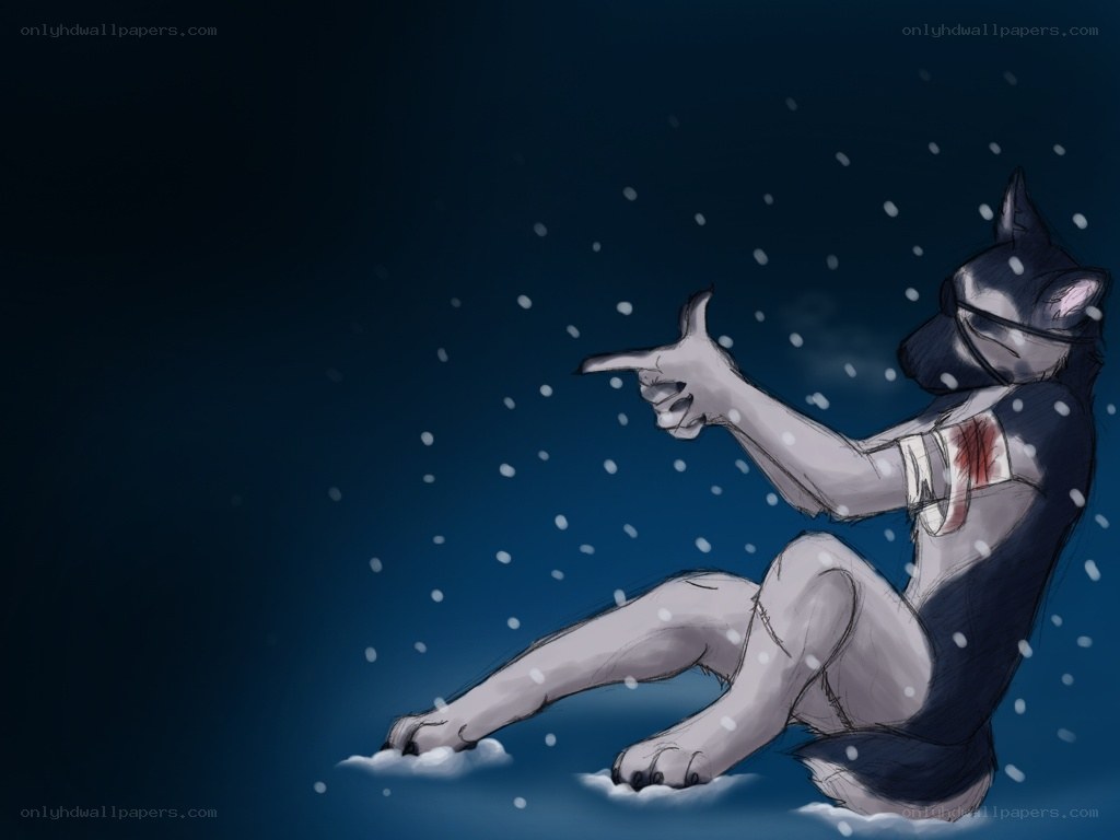 injured wolf-like creature in snow
