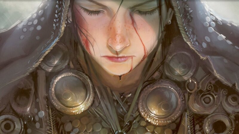 Injured Woman in Armor — Brown