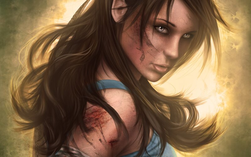 Injured woman with glowing background