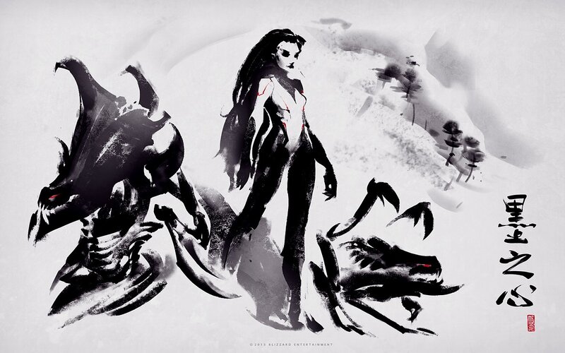 Ink Art of a Female Warrior