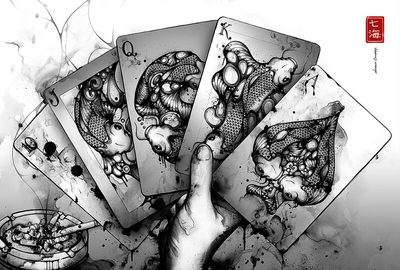 ink art playing cards