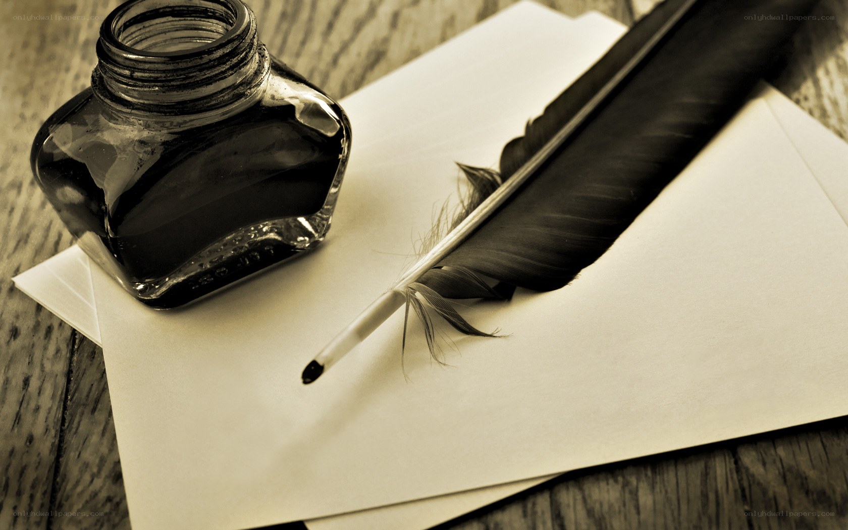 Ink bottle and quill pen