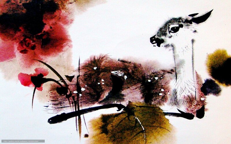 Ink painting of a deer