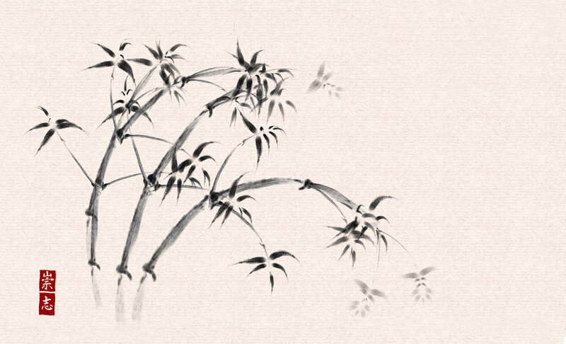 Ink painting of bamboo