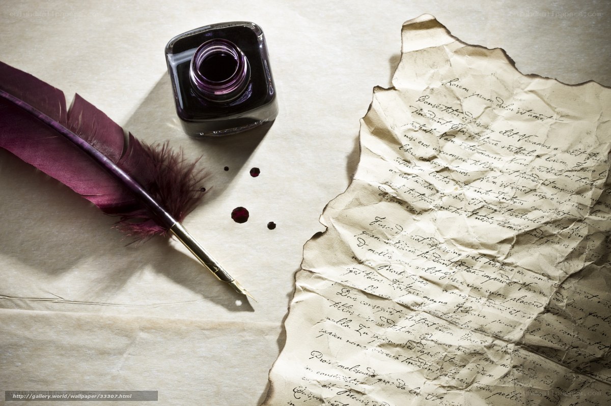 Ink, quill, and old letter