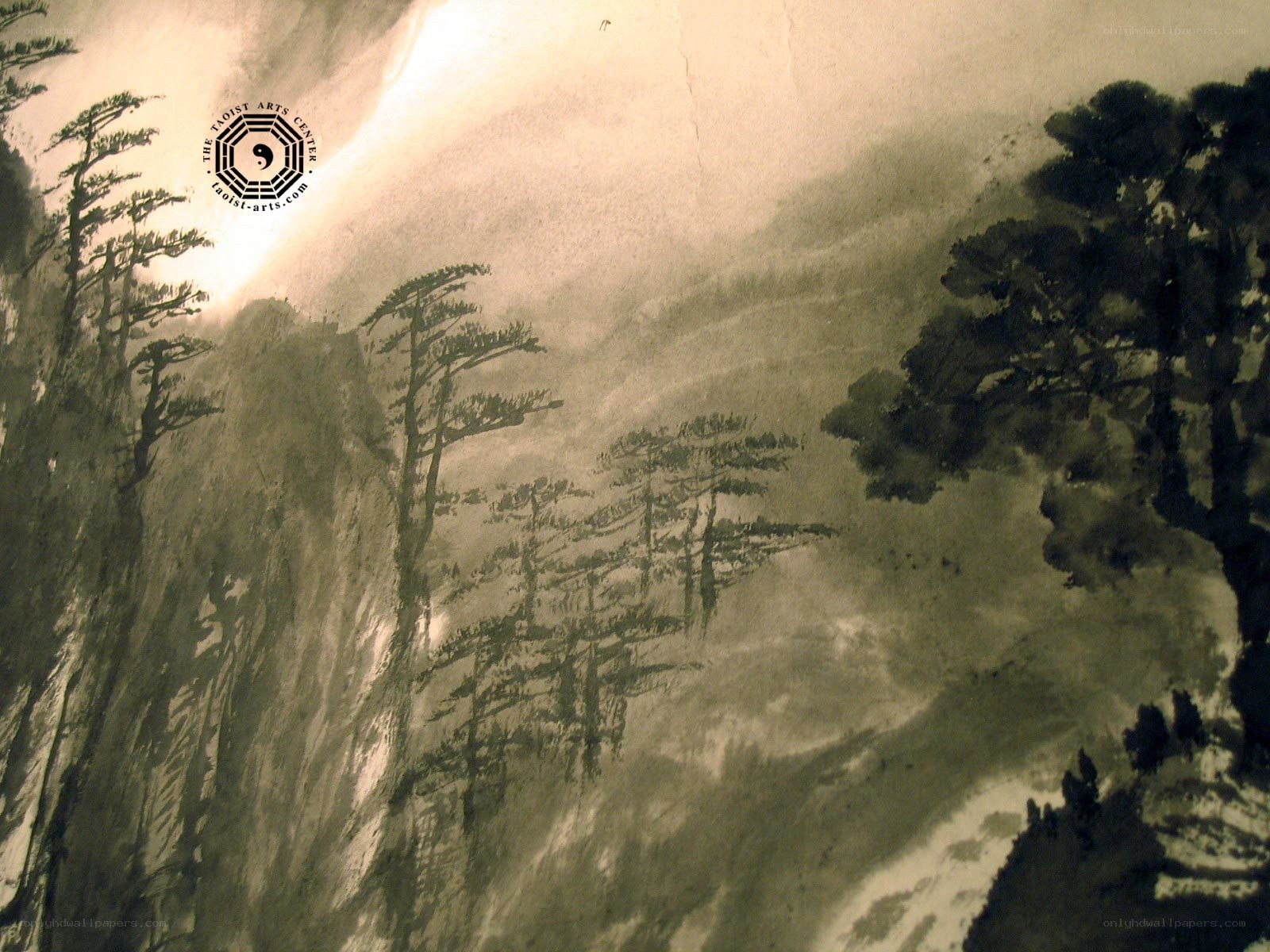 Ink wash mountain landscape