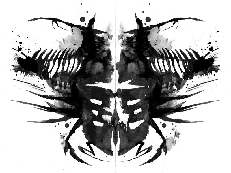 Inkblot figure resembling a beetle