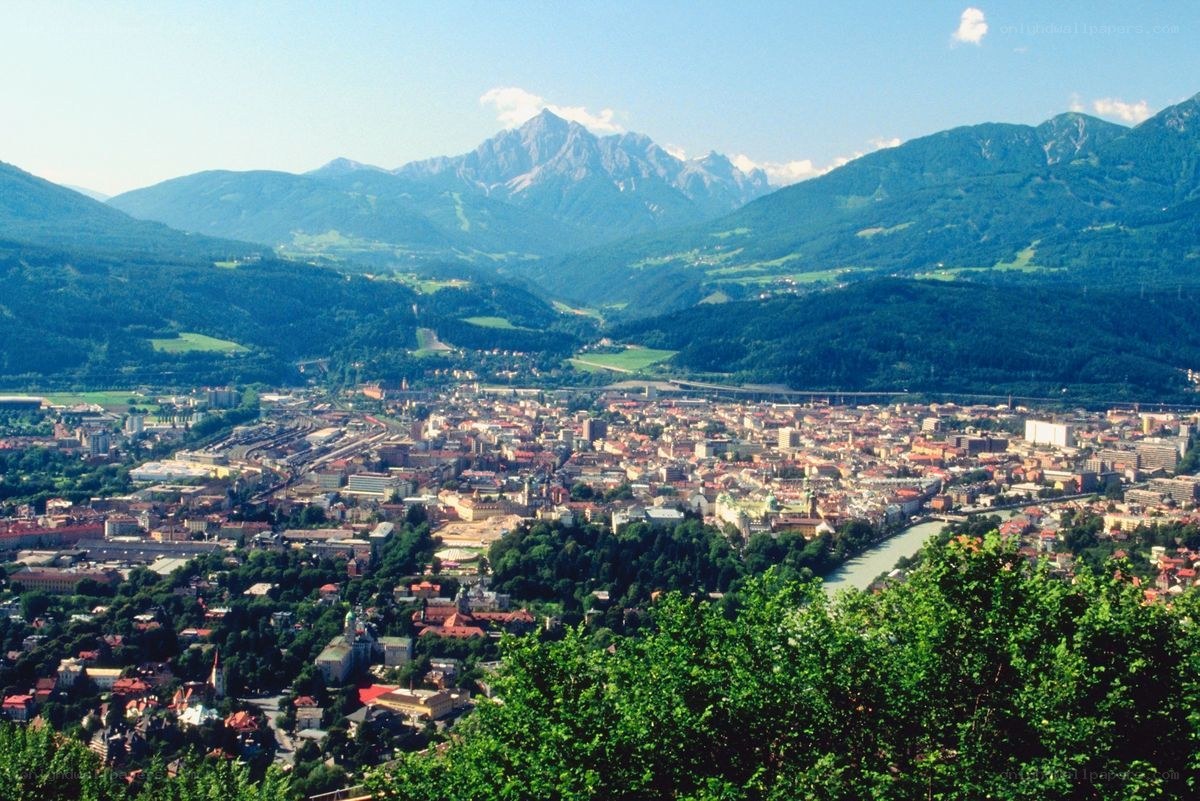 Innsbruck cityscape with Alps