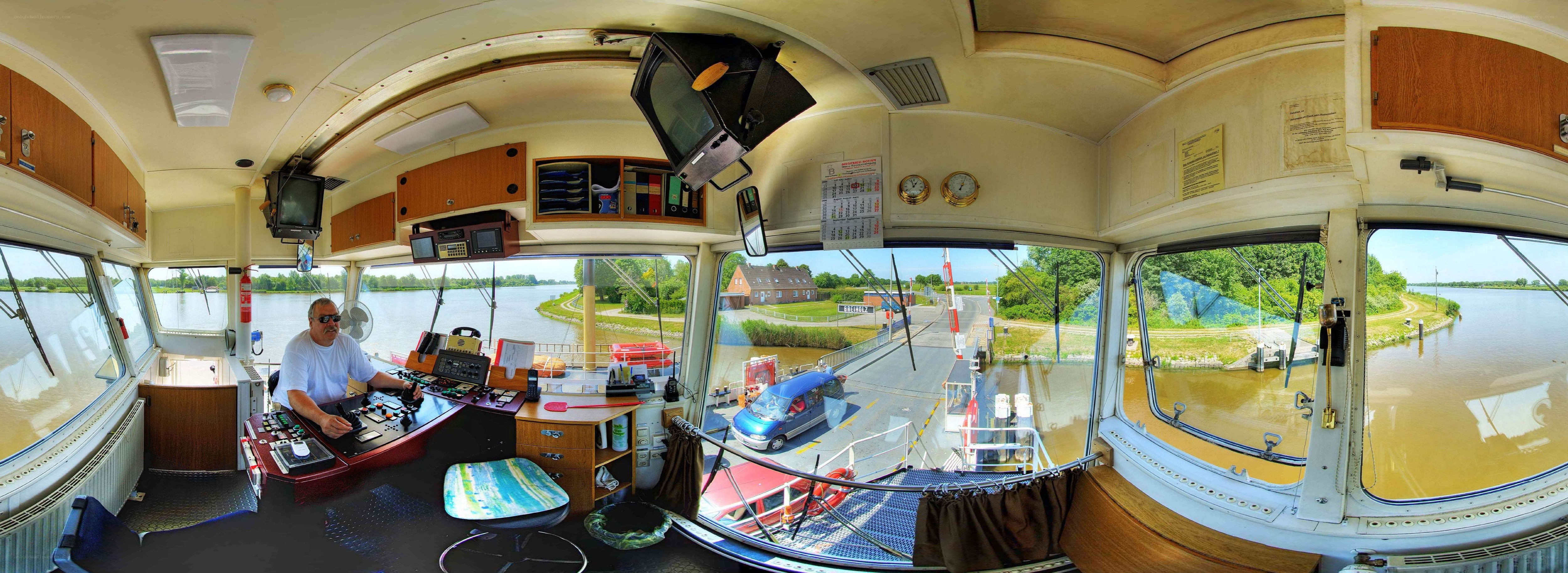 Inside a boat cabin at a lock