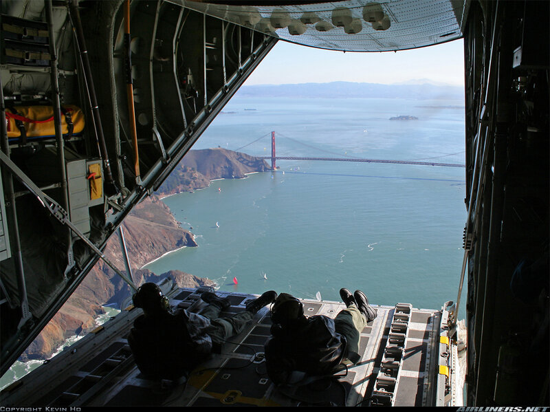 Inside a cargo plane over San Francisco