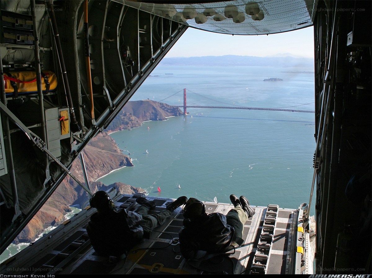 Inside a cargo plane over San Francisco