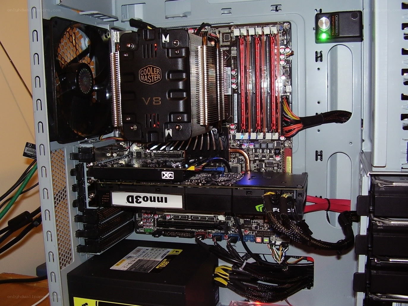 Inside a computer case