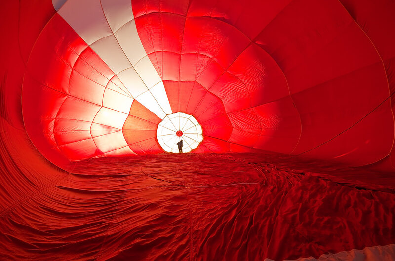 Inside a hot air balloon