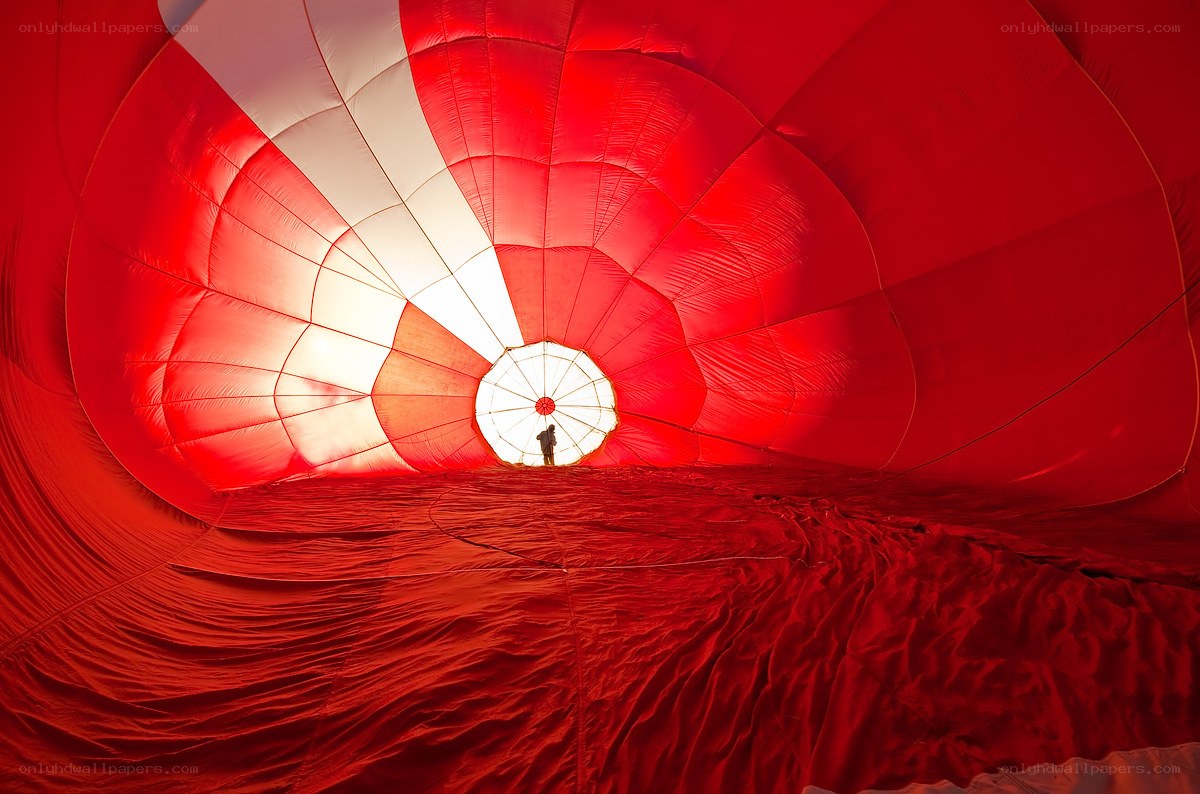Inside a hot air balloon
