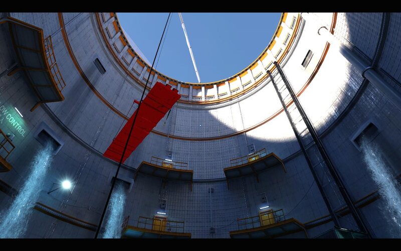 inside a large industrial water tower