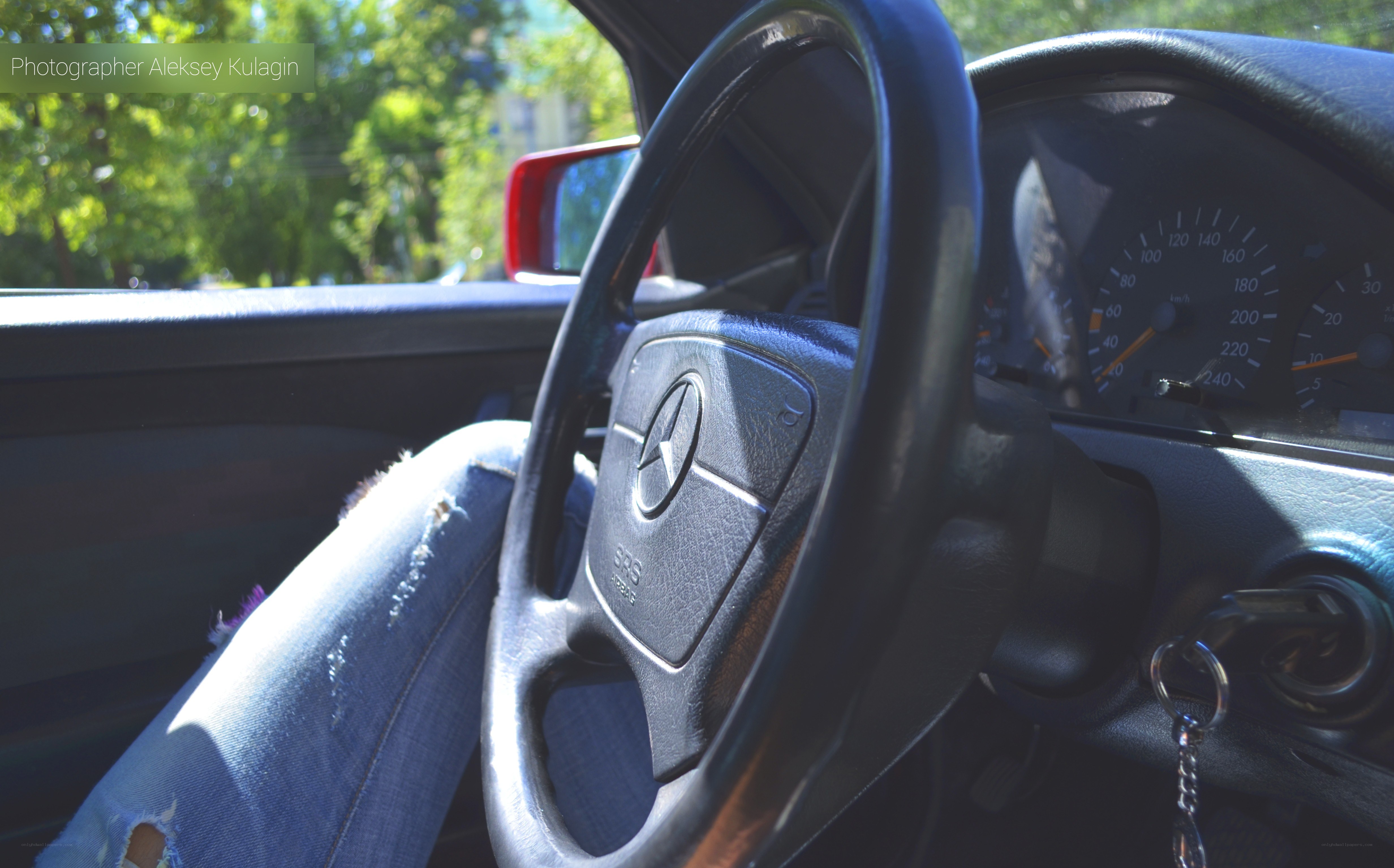 Inside a Mercedes-Benz car