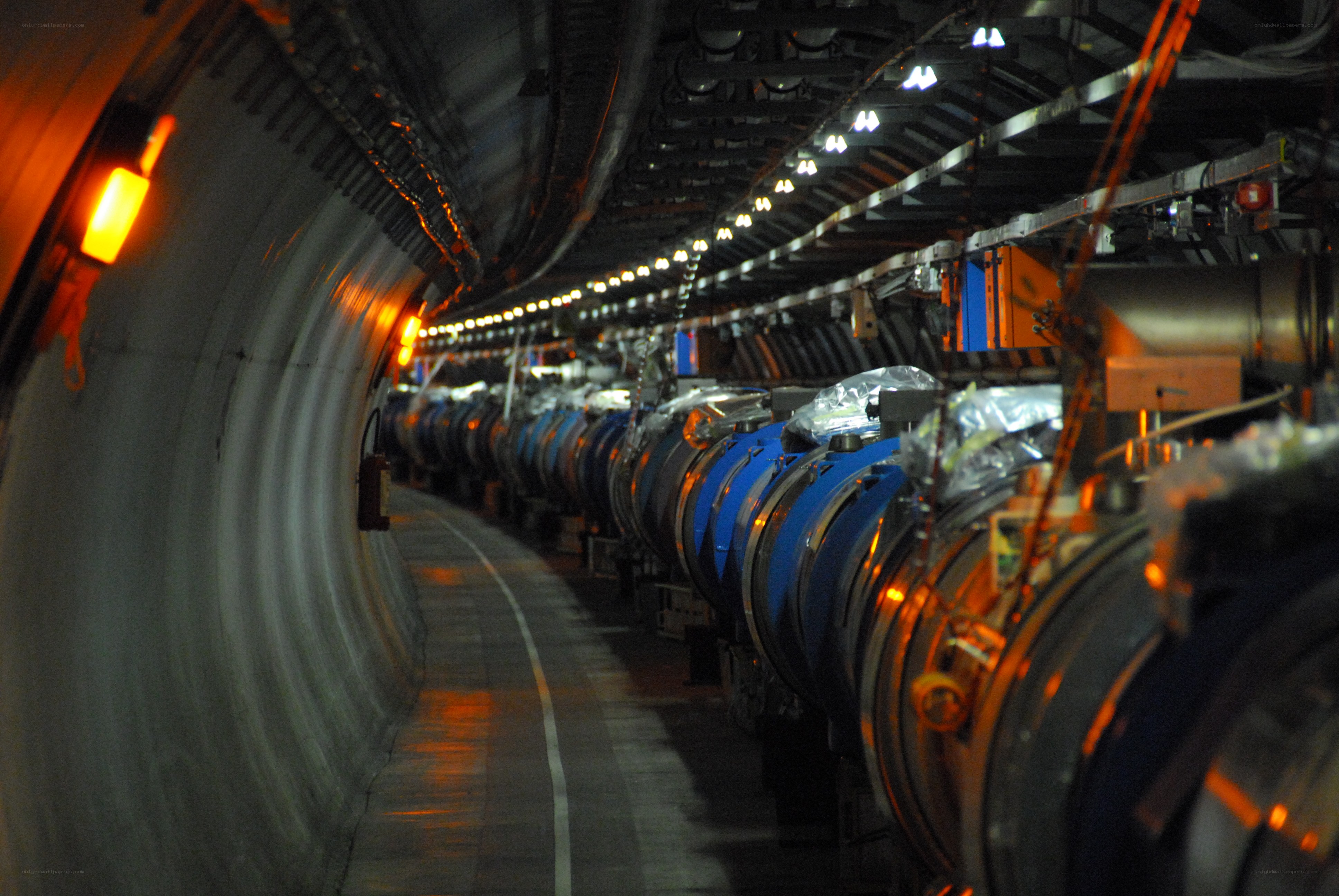 Inside a particle accelerator tunnel