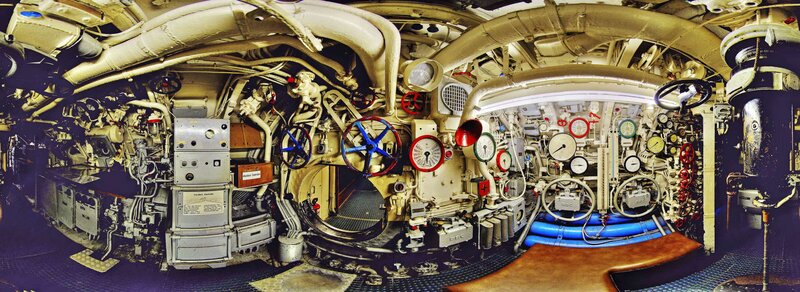 Inside a submarine control room