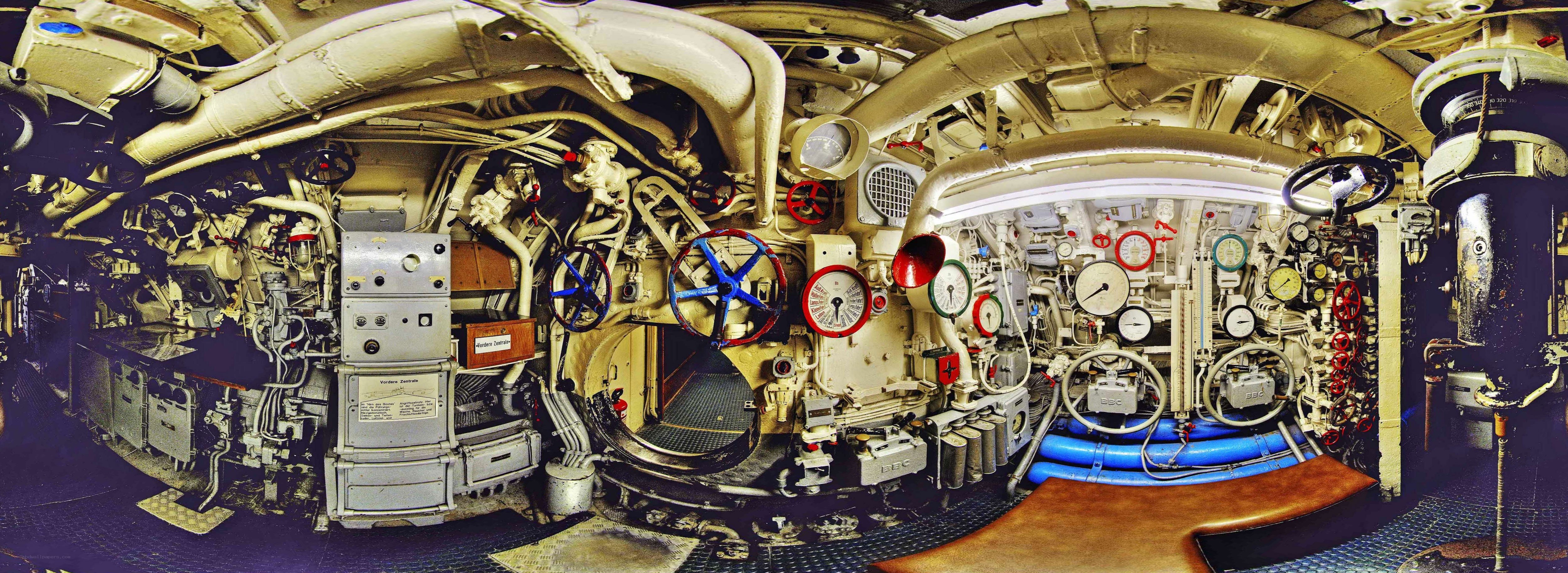 Inside a submarine control room