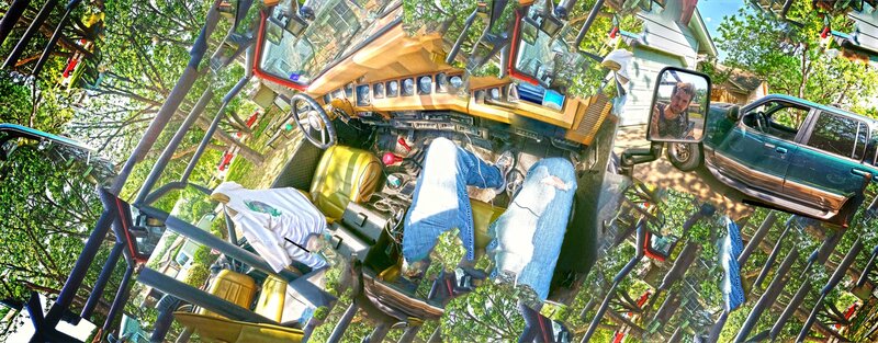Inside a vehicle with distorted view